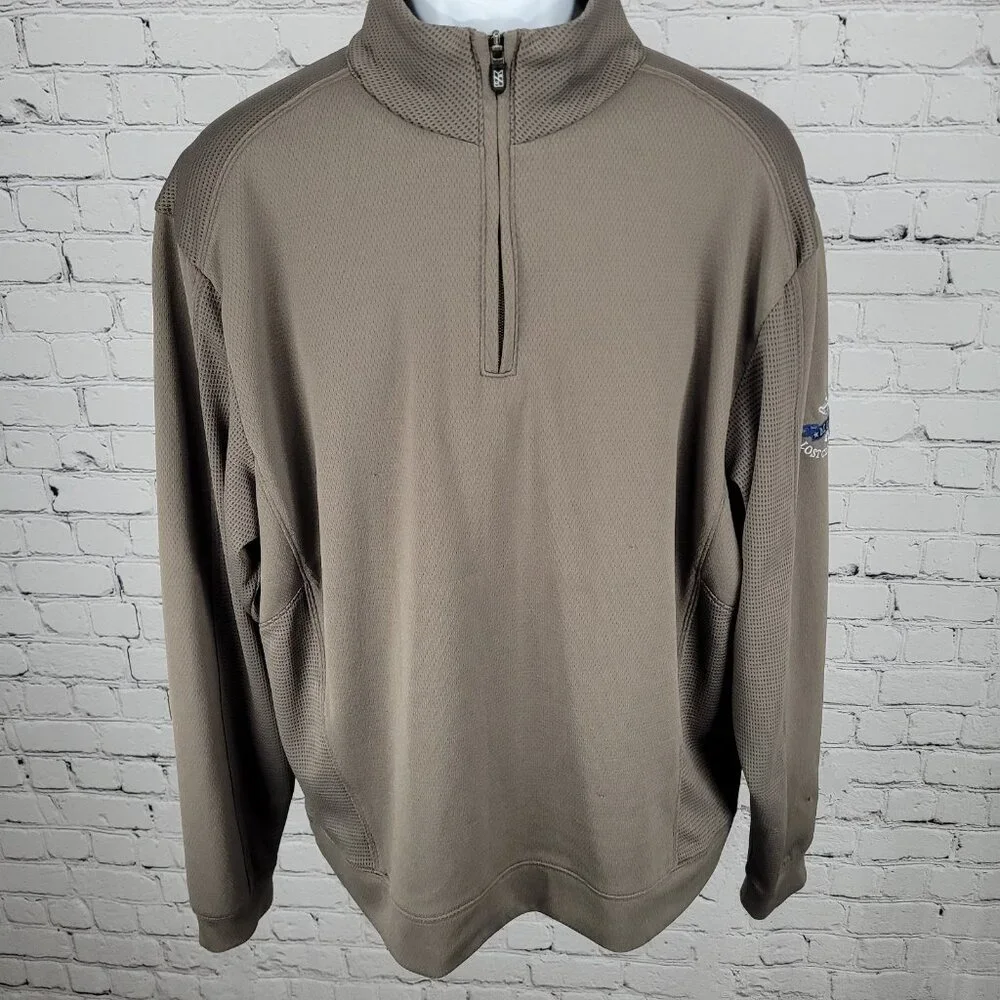 Cutter & Buck Brown DryTec MGA Lost Creek Cup Golf 1/4 Zip Pullover Sweater L